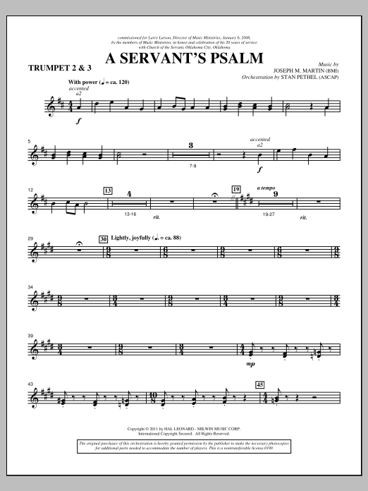 A Servant's Psalm - Bb Trumpet 2,3 (Choir Instrumental Pak) von Joseph M. Martin