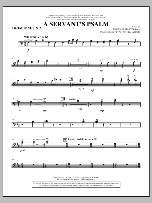 A Servant's Psalm - Trombone 1 & 2 (Choir Instrumental Pak) von Joseph M. Martin