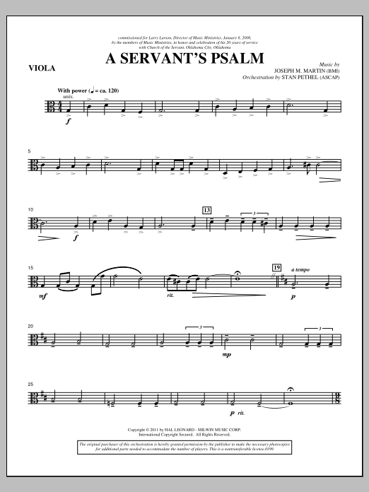 A Servant's Psalm - Viola (Choir Instrumental Pak) von Joseph M. Martin