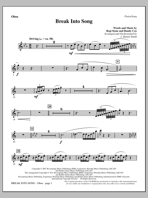 Break Into Song - Oboe (Choir Instrumental Pak) von J. Daniel Smith