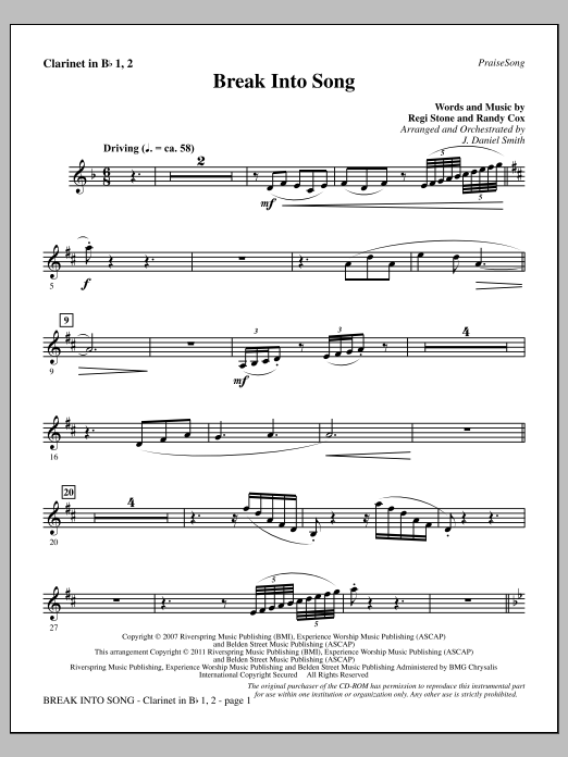 Break Into Song - Bb Clarinet 1 & 2 (Choir Instrumental Pak) von J. Daniel Smith