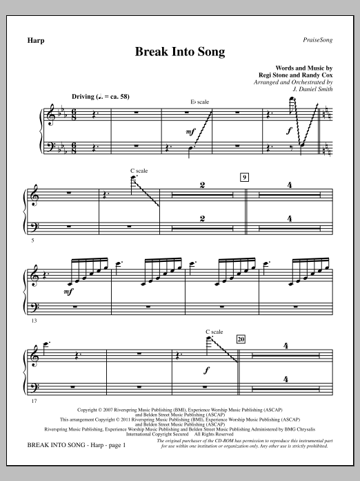 Break Into Song - Harp (Choir Instrumental Pak) von J. Daniel Smith