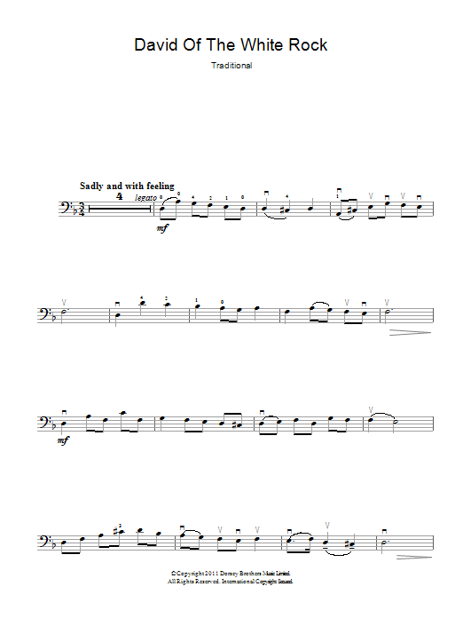 David Of The White Rock (Bass Guitar Tab) von Traditional Welsh Song