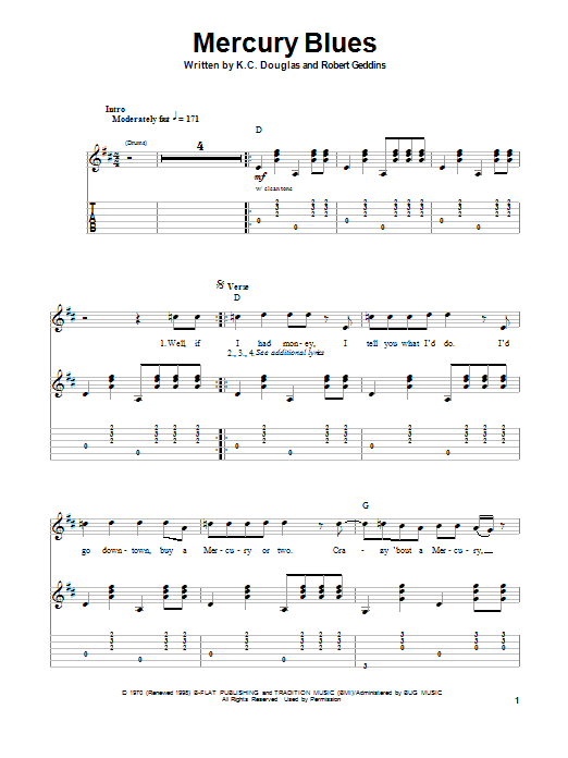 Mercury Blues (Guitar Tab (Single Guitar)) von Alan Jackson