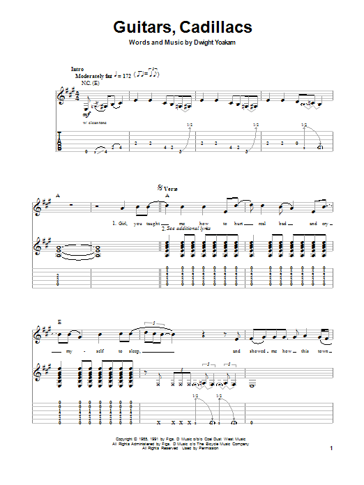 Guitars, Cadillacs (Guitar Tab (Single Guitar)) von Dwight Yoakam