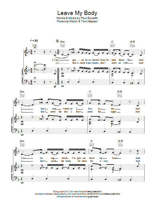 Leave My Body (Piano, Vocal & Guitar Chords) von Florence And The Machine