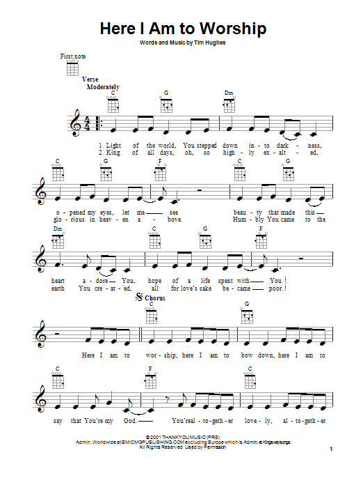 Here I Am To Worship (Ukulele) von Tim Hughes