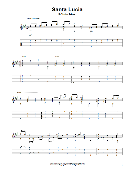Santa Lucia (Solo Guitar) von Teodoro Cottrau