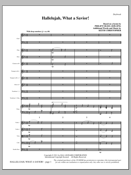 Hallelujah, What A Savior! - Full Score (Choir Instrumental Pak) von Keith Christopher