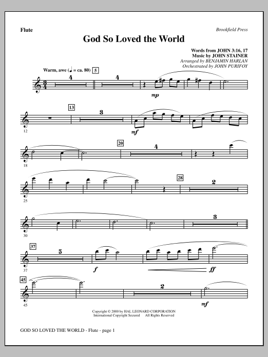 God So Loved The World Chamber Orchestra - Flute (Choir Instrumental Pak) von Benjamin Harlan