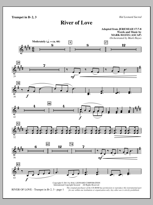 River Of Love - Bb Trumpet 2,3 (Choir Instrumental Pak) von Mark Hayes