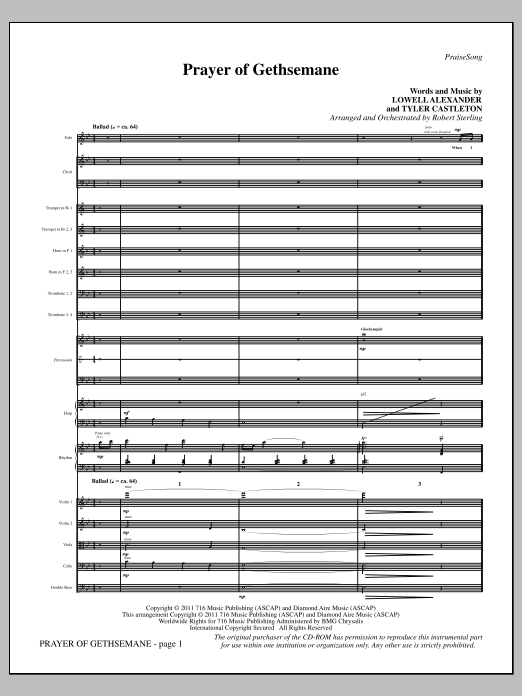 Prayer Of Gethsemane - Full Score (Choir Instrumental Pak) von Robert Sterling