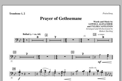 Prayer Of Gethsemane - Trombone 1 & 2 (Choir Instrumental Pak) von Robert Sterling