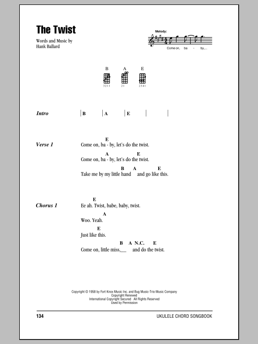 The Twist (Ukulele Chords/Lyrics) von Chubby Checker