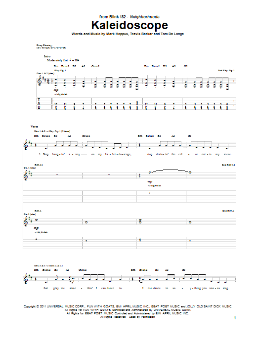 Kaleidoscope (Guitar Tab) von Blink-182