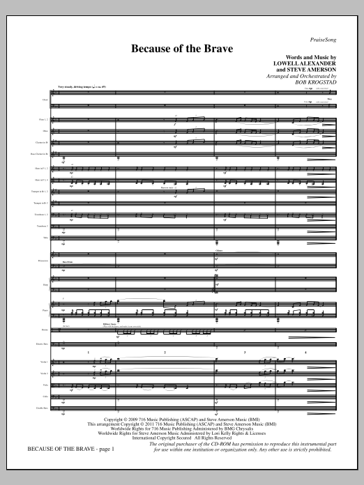 Because Of The Brave - Full Score (Choir Instrumental Pak) von Bob Krogstad