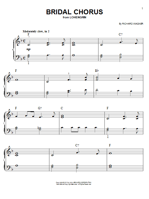 Bridal Chorus (Easy Piano) von Richard Wagner