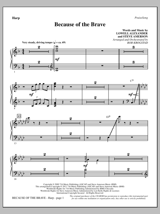 Because Of The Brave - Harp (Choir Instrumental Pak) von Bob Krogstad