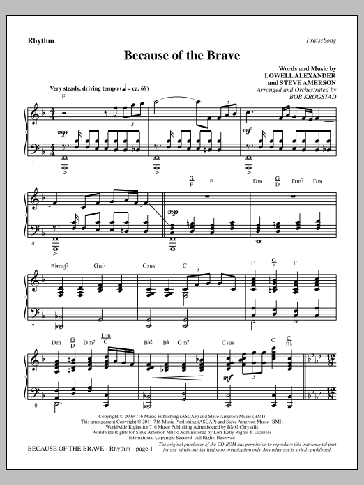 Because Of The Brave - Rhythm (Choir Instrumental Pak) von Bob Krogstad