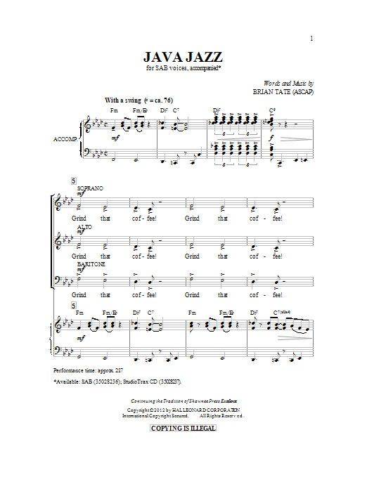 Java Jazz (SAB Choir) von Brian Tate