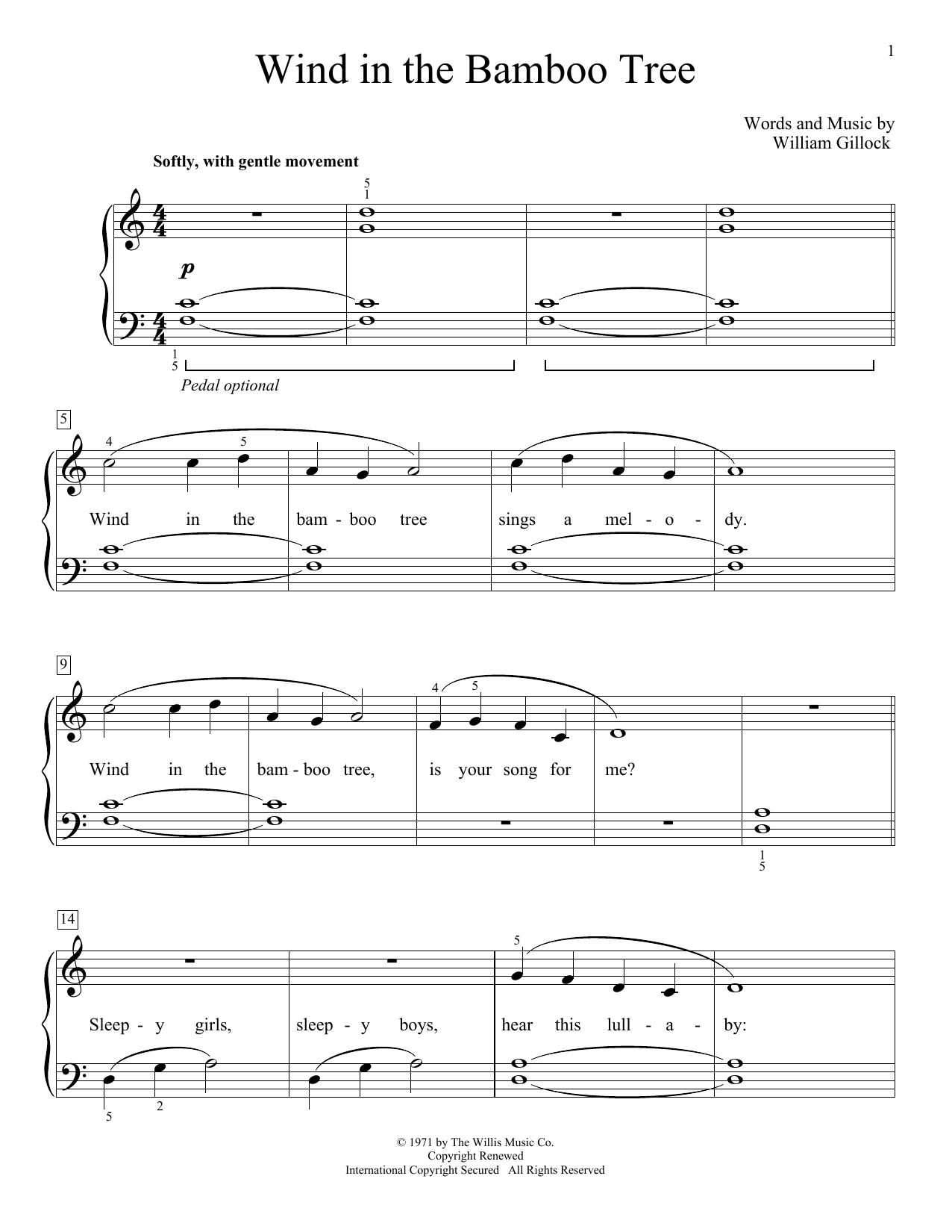 Wind In The Bamboo Tree (Educational Piano) von William Gillock