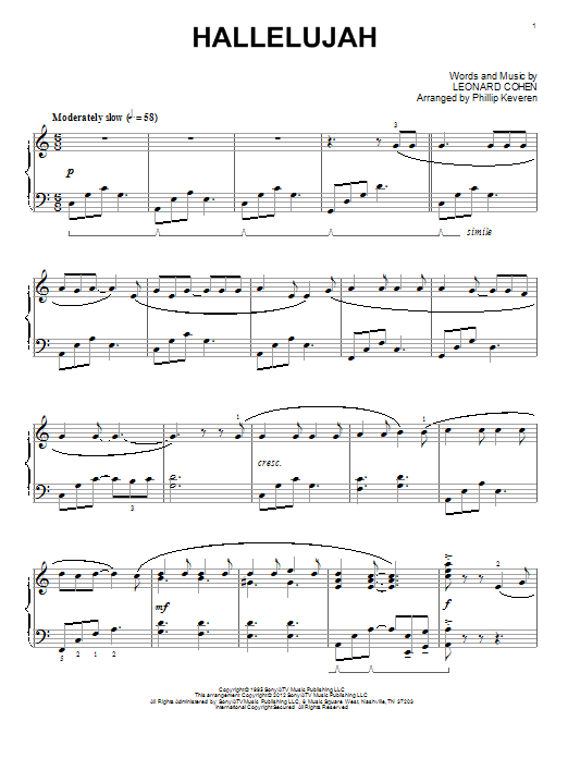 Hallelujah (arr. Phillip Keveren) (Piano Solo) von Leonard Cohen