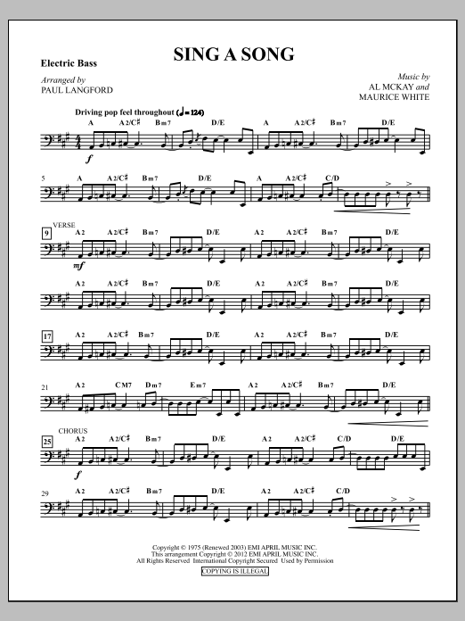 Sing A Song - Bass (Choir Instrumental Pak) von Paul Langford