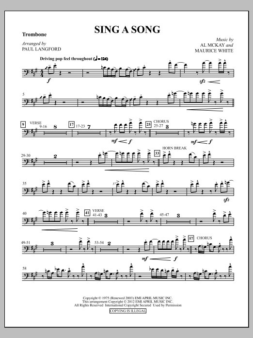 Sing A Song - Trombone (Choir Instrumental Pak) von Paul Langford