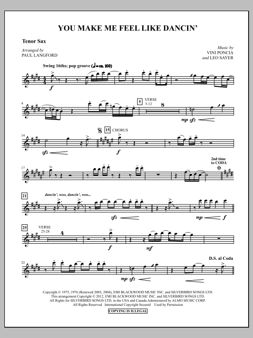 You Make Me Feel Like Dancing - Tenor Sax (Choir Instrumental Pak) von Paul Langford