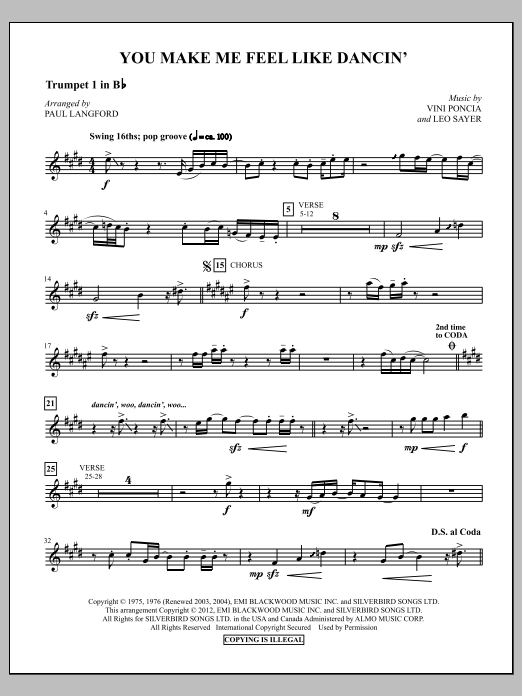 You Make Me Feel Like Dancing - Trumpet 1 (Choir Instrumental Pak) von Paul Langford