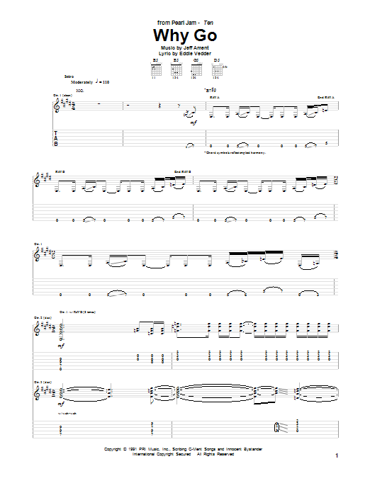 Why Go (Guitar Tab) von Pearl Jam