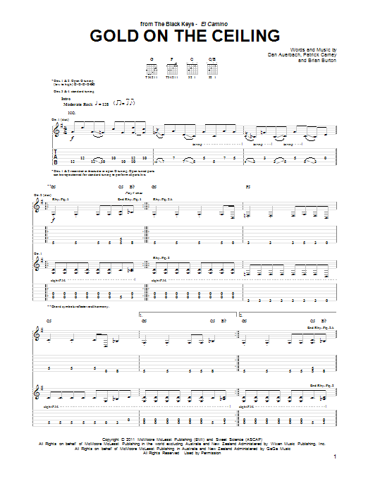Gold On The Ceiling (Guitar Tab) von The Black Keys