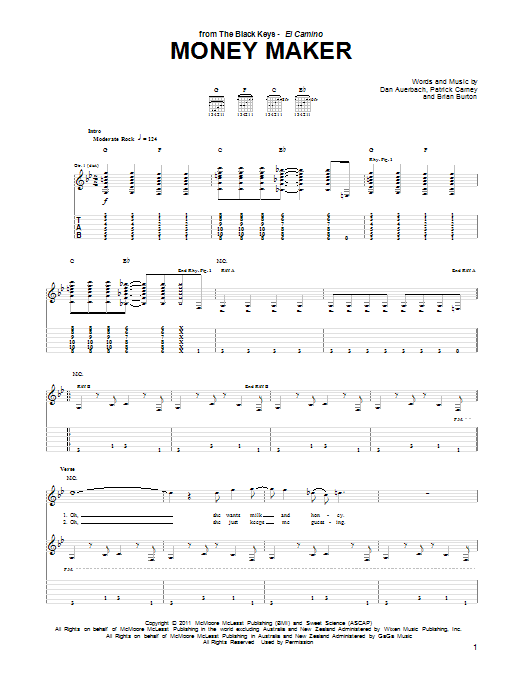 Money Maker (Guitar Tab) von The Black Keys