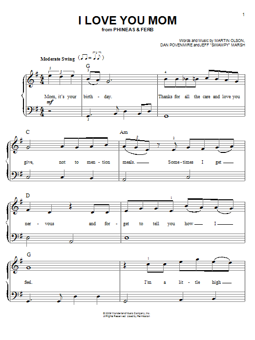 I Love You Mom (Easy Piano) von Danny Jacob