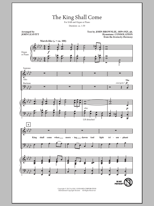 The King Shall Come (SAB Choir) von John Leavitt