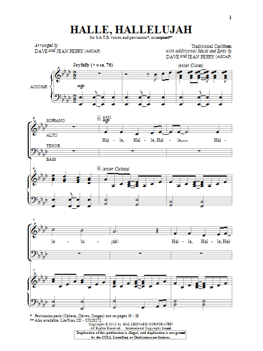 Hallelu, Hallelujah! (SATB Choir) von Dave and Jean Perry