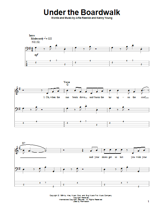 Under The Boardwalk (Bass Guitar Tab) von The Drifters