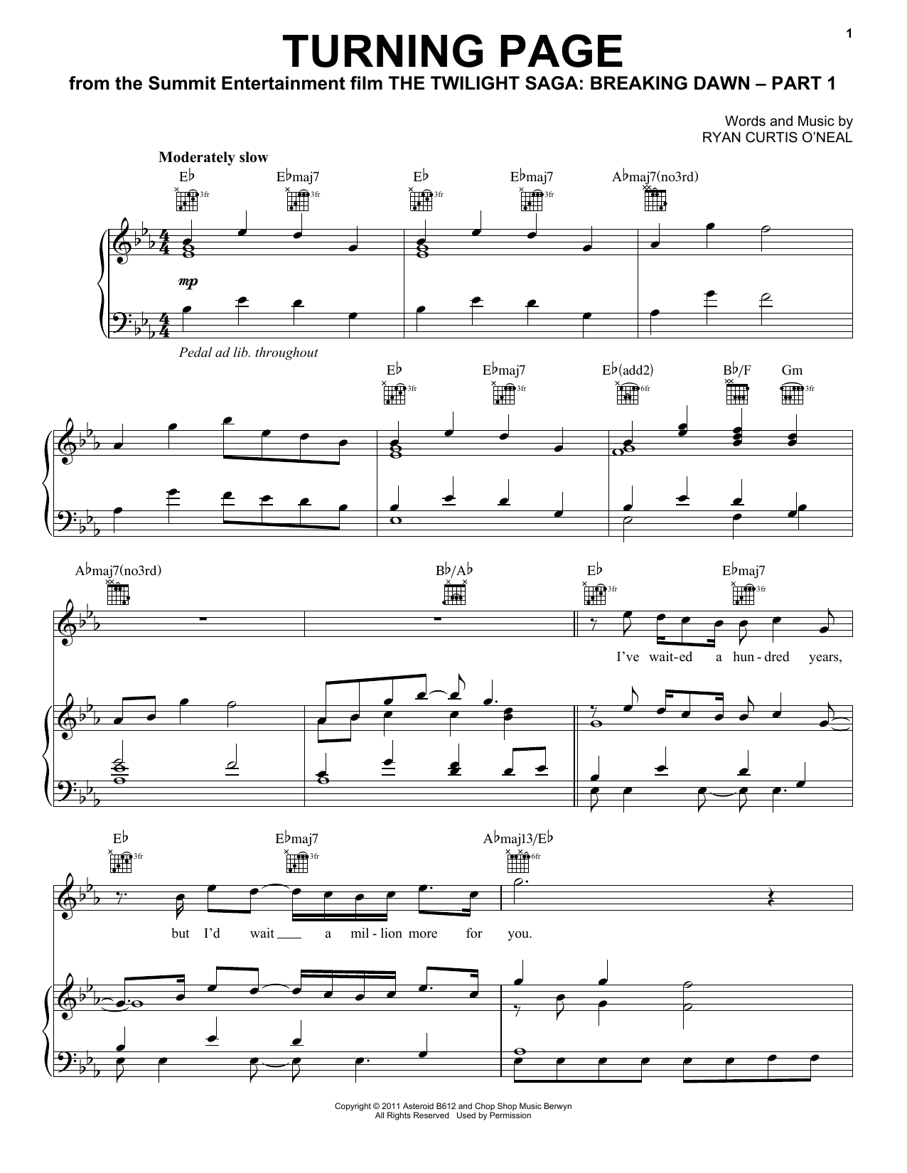 Turning Page (Piano, Vocal & Guitar Chords (Right-Hand Melody)) von Sleeping At Last