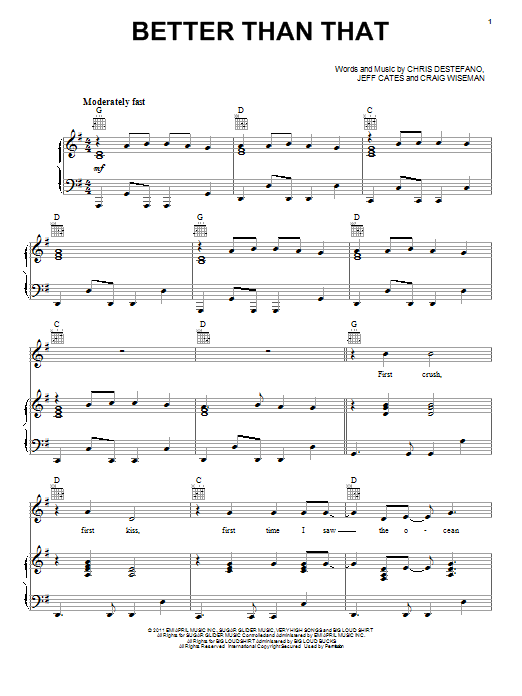 Better Than That (Piano, Vocal & Guitar Chords (Right-Hand Melody)) von Scotty McCreery