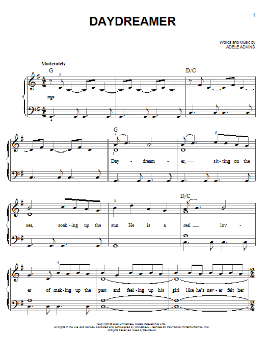 Daydreamer (Easy Piano) von Adele