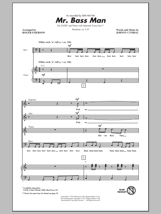Mr. Bass Man (SATB Choir) von Roger Emerson