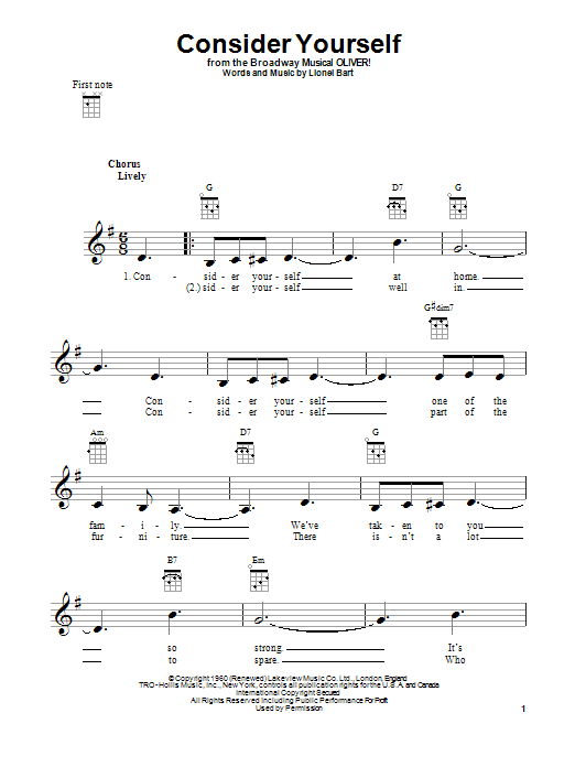 Consider Yourself (Ukulele) von Lionel Bart