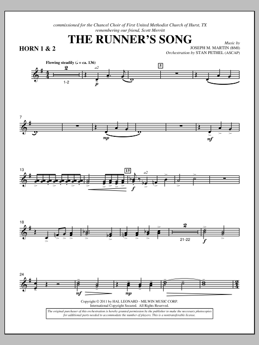 The Runner's Song - F Horn 1,2 (Choir Instrumental Pak) von Joseph M. Martin