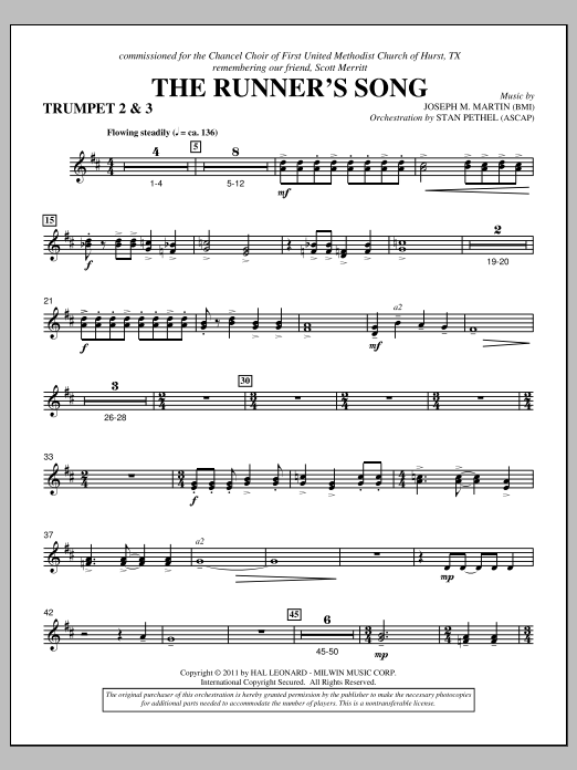 The Runner's Song - Bb Trumpet 2,3 (Choir Instrumental Pak) von Joseph M. Martin