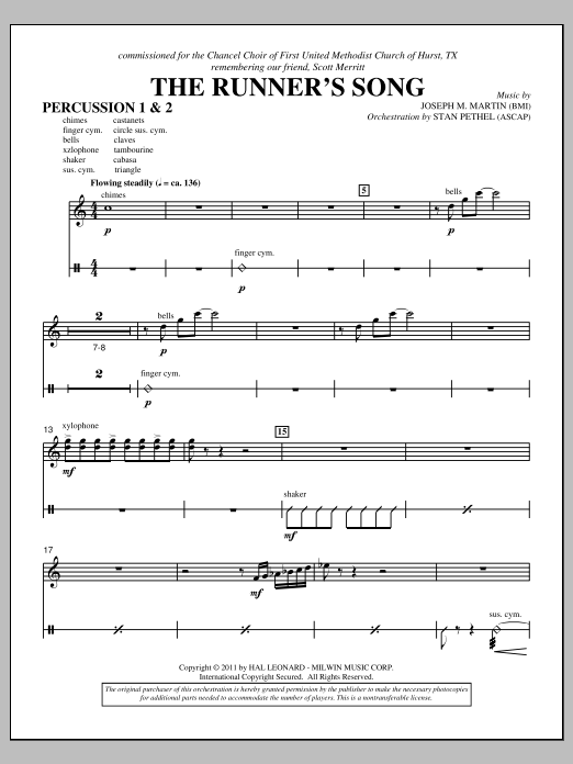 The Runner's Song - Percussion 1 & 2 (Choir Instrumental Pak) von Joseph M. Martin
