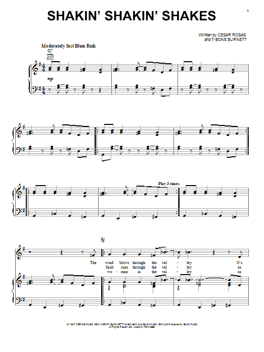 Shakin' Shakin' Shakes (Piano, Vocal & Guitar Chords (Right-Hand Melody)) von Los Lobos