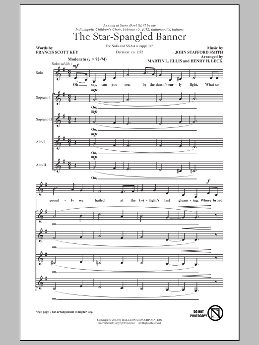 The Star Spangled Banner (SSA Choir) von Henry Leck