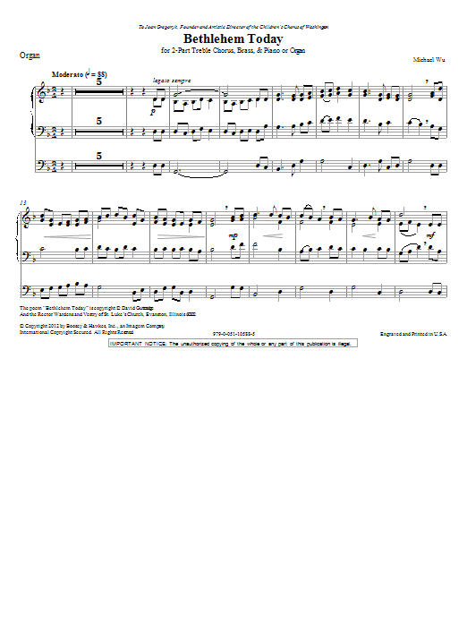 Bethlehem Today - Organ (Choir Instrumental Pak) von Michael Wu