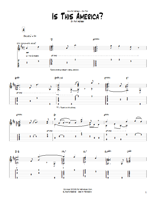 Is This America? (Guitar Tab) von Pat Metheny