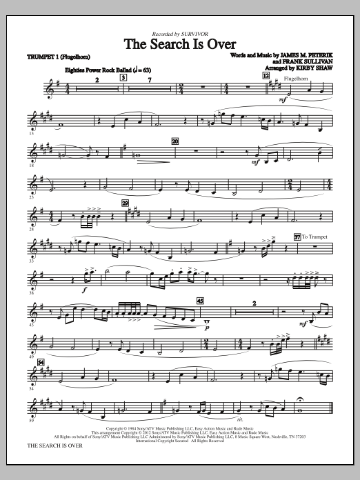 The Search Is Over - Bb Trumpet 1 (Flugelhorn) (Choir Instrumental Pak) von Kirby Shaw